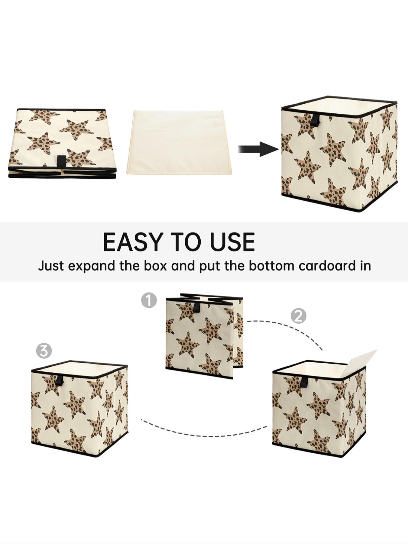 Leopard Print Star Pattern Open Storage Box, Stackable Drawer Organizer, Durable Multi-Functional Design for Home Dorm Room Organization