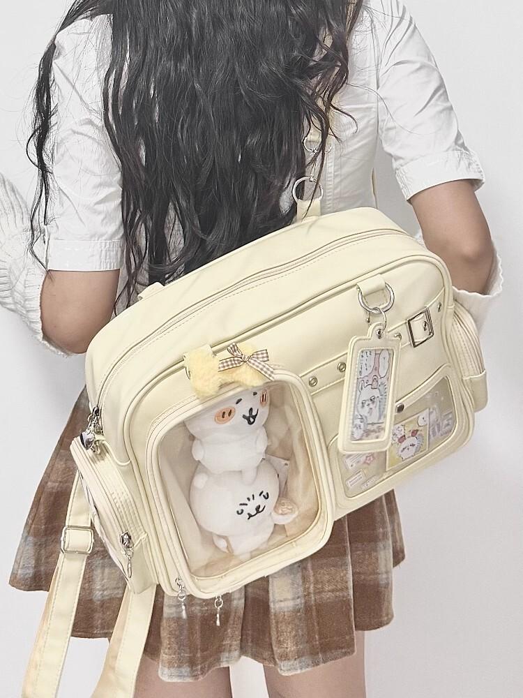 Y2K New Cute Ita Bag Concert Large Capacity Backpack Lolita Girl Transparent Shoulder Bag DIY Badge Display Casual Crossbody Bag