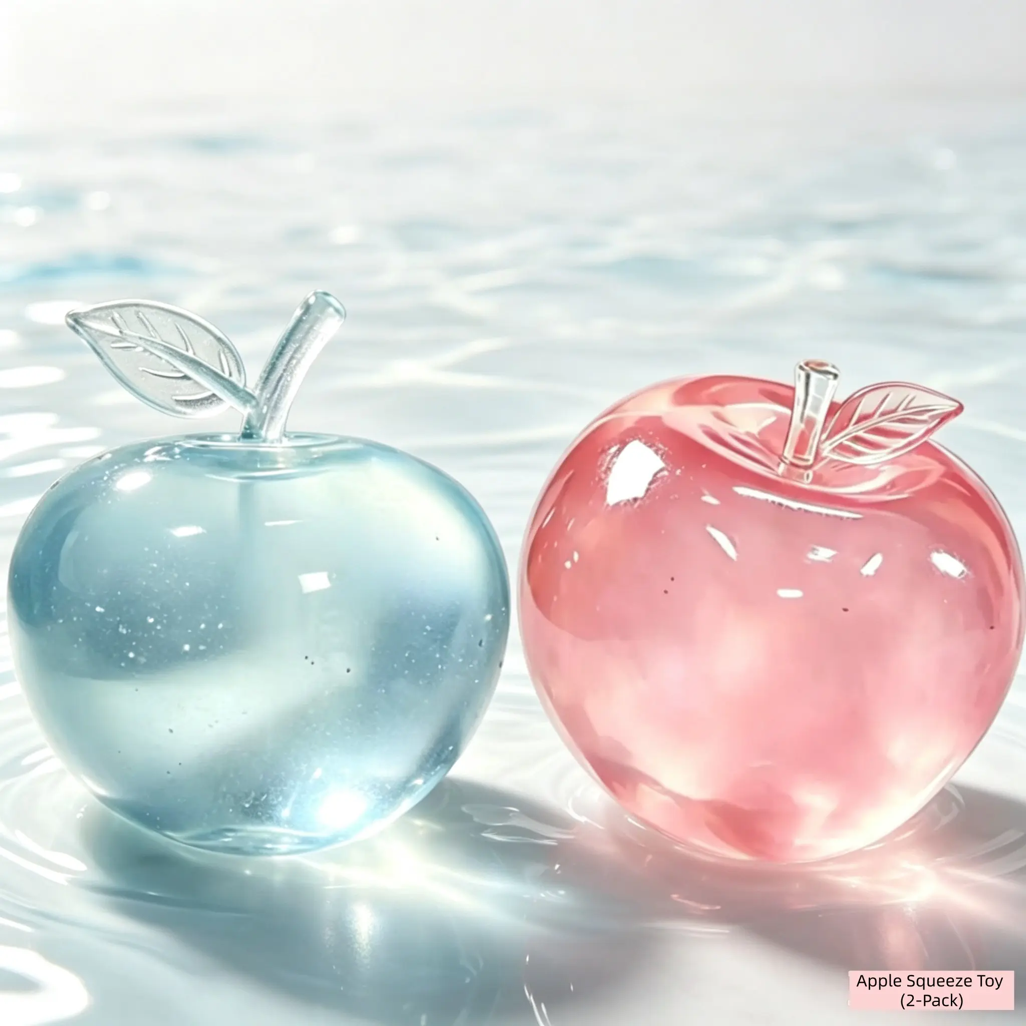 Office Worker Stress Relief Toy, Maltose Apple Squeeze Toy Decompression Squeeze 2pcs, Transparent Shiny Jelly Squishy, Unisex, Easy Stress Release