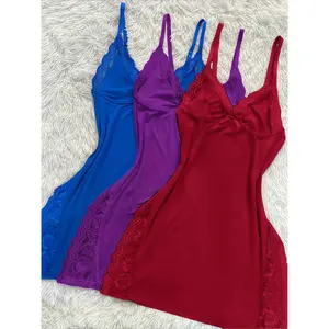 3-Pack women's solid-color lace pajamas, lace panel, skirt side split, sexy lace home pajamas