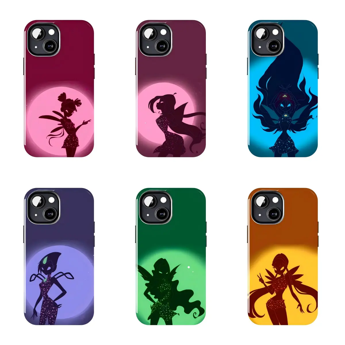 Winx Club Silhouette Gradient Phone Case Suitable for iPhone 17-11 Pro Max/Plus and  Samsung Galaxy S23-25