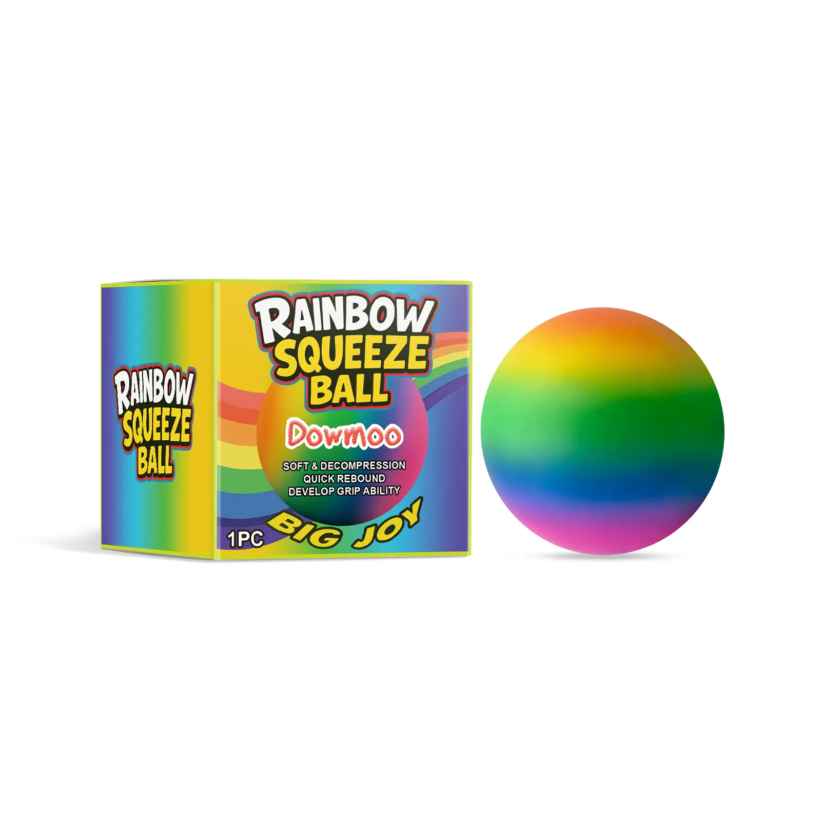 Rainbow Stress Relief Ball, Rainbow Stress Relief Ball, Slow Rebound Stress Relief Toy, Soft Rubber Squeeze Ball