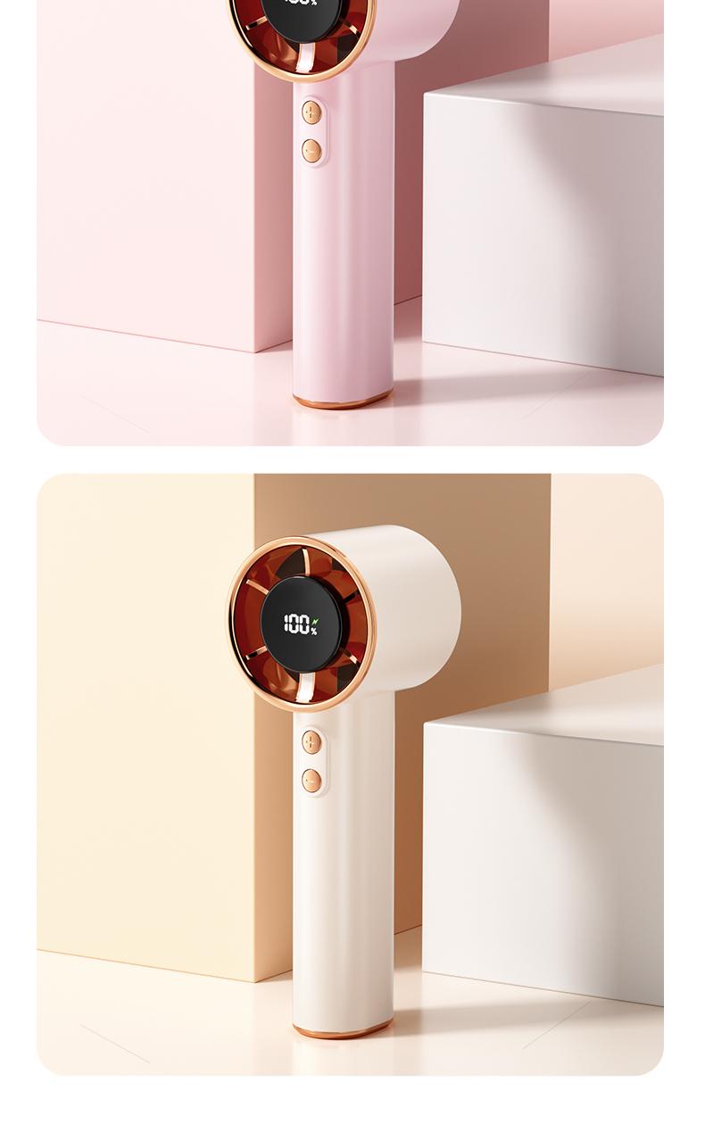 High Speed Portable Handheld Fan, 100-Speed Adjustable Turbo Mini Fan, Low Noise Rechargeable Personal Fan with Digital Display, Ideal for Gifts, Travel, Camping & Outdoor Use