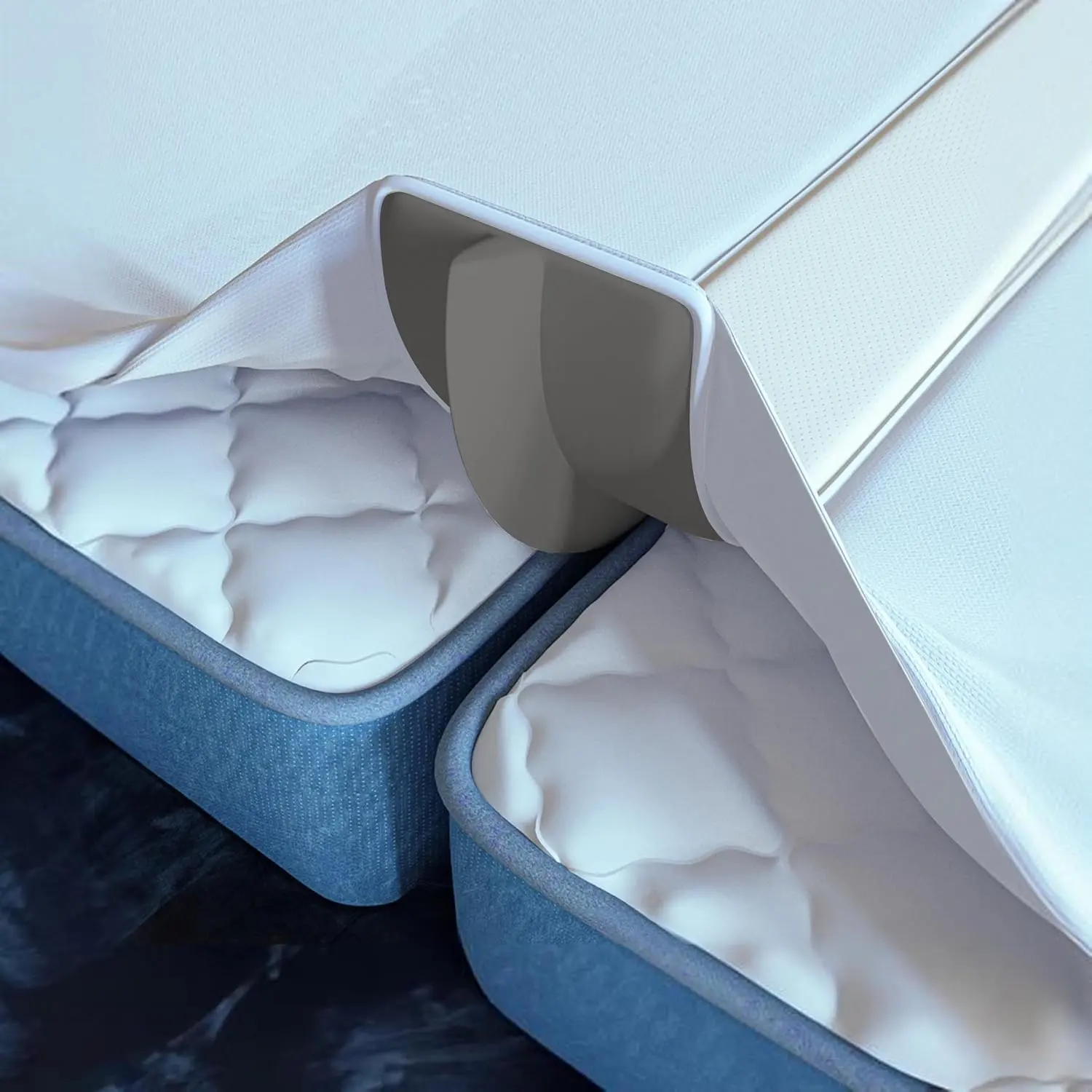 2-in-1 Bed Bridge Twin/Twin XL to King with Attached Sheet Split Bed Gap Filler & Twin to King Bed Converter (Patent Pending)