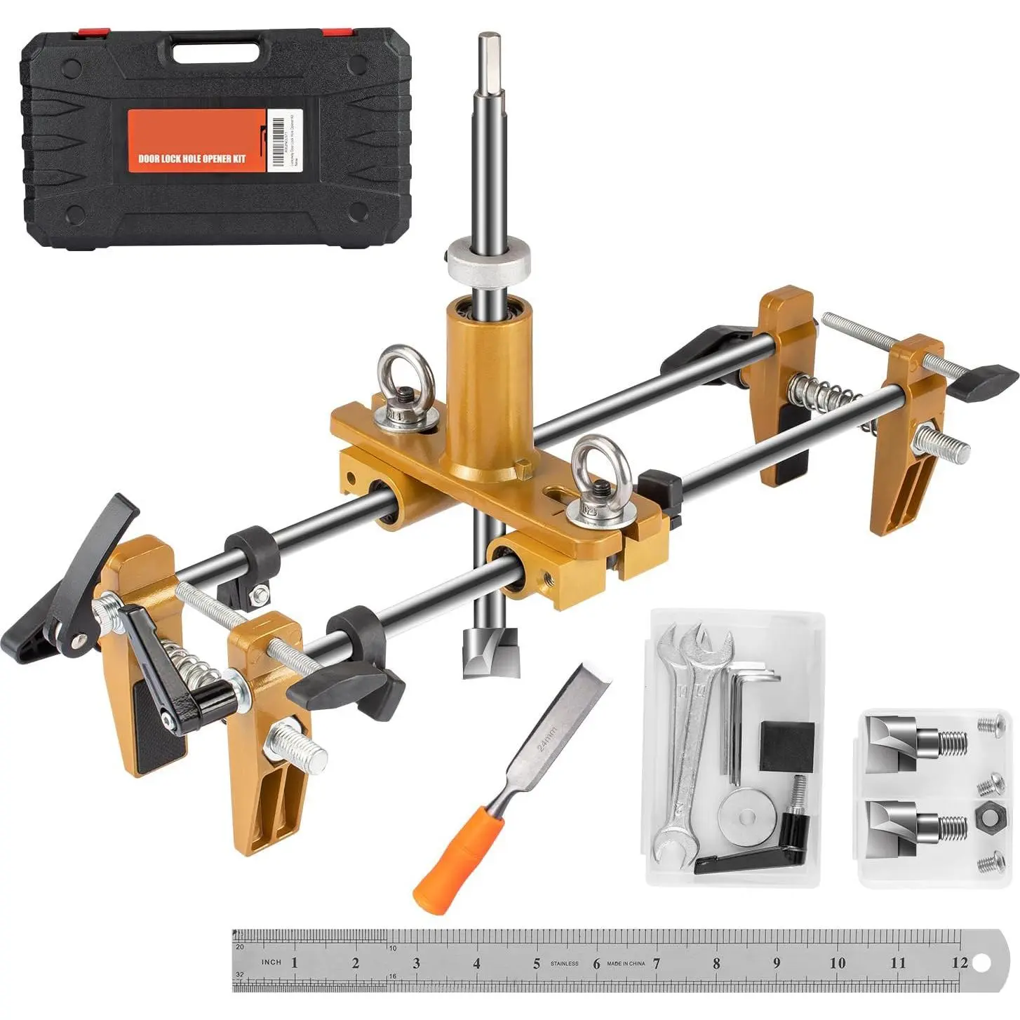 Door Lock Installation Kit Mortising Machine Mortise Jig, Door Lock Hole Opener Kit, Lock Mortiser with 3 Drill Bits for Wooden Doors