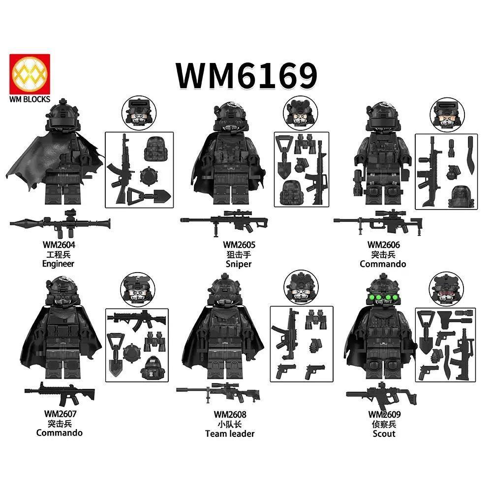 WM6147 WM6168 WM6169 Military Series SWAT Special Forces Building Block Commando Soldier City Police Cap Mini Action Figure Toys Collector Set 4.5cm ABS Plastic Figures popular