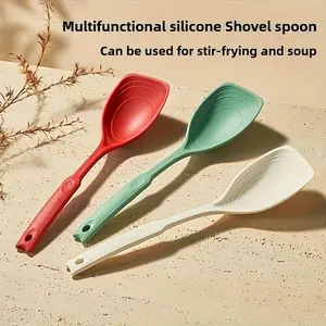 1pc/3pcs Silicone Cooking Spatula - Multifunctional Shovel Spoon, Heatproof, with Measurement Markings, Suitable for Home Kitchens, Stir-Fry, Serve, Cooking Spoon with Soup Ladle Function, Essential Kitchen Tools for Cooking