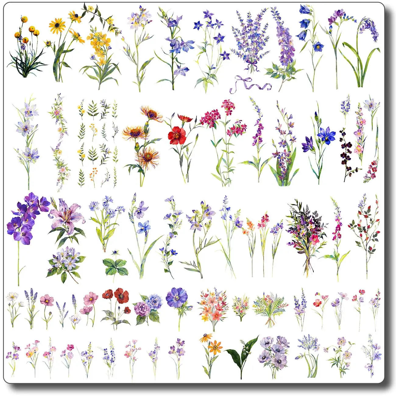 40 Sheets Watercolor Flower Temporary Tattoos for Women - Tiny Wildflower Fake Tattoo Stickers for Body Neck Hand