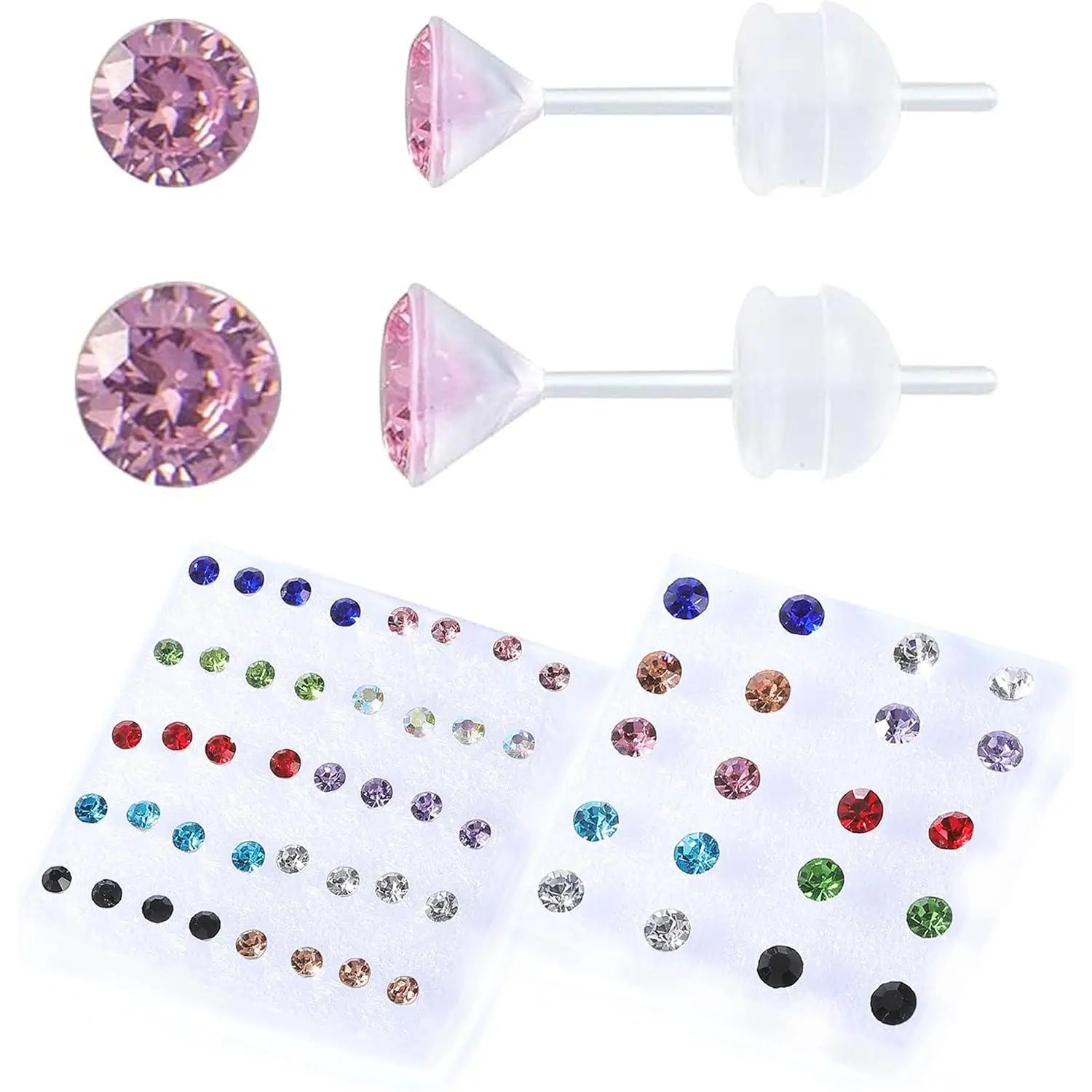 30 Pairs CZ Plastic  Earrings for Girls -  Stud Earrings for  Ears