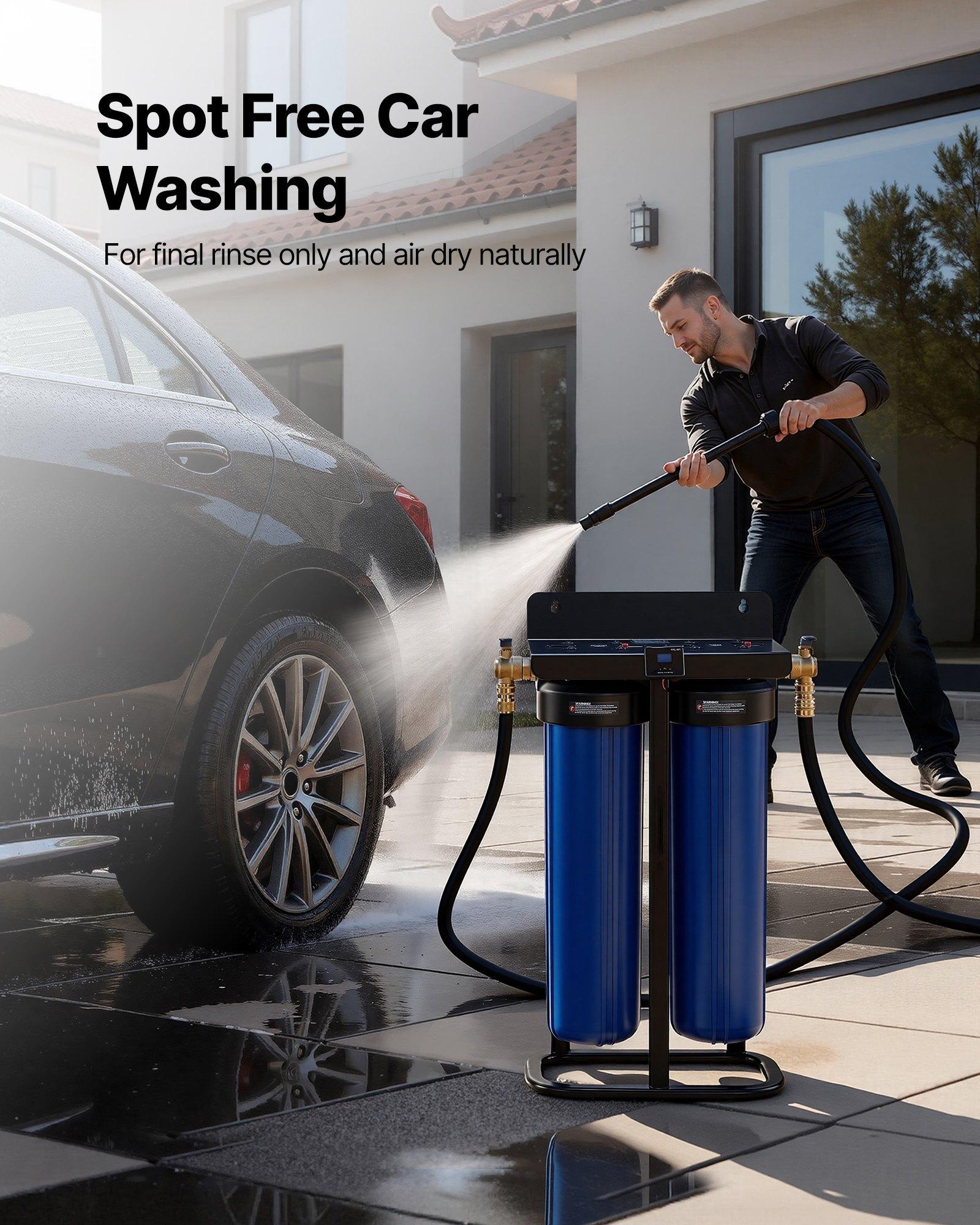 VEVOR Deionized Water System for Car Wash, Spotless Car Wash Water System with 2 x 4L DI Resin, TDS Meter & Bypass Valve, Spot-Free Deionized Water Filter for Cars RVs Motorcycles Windows