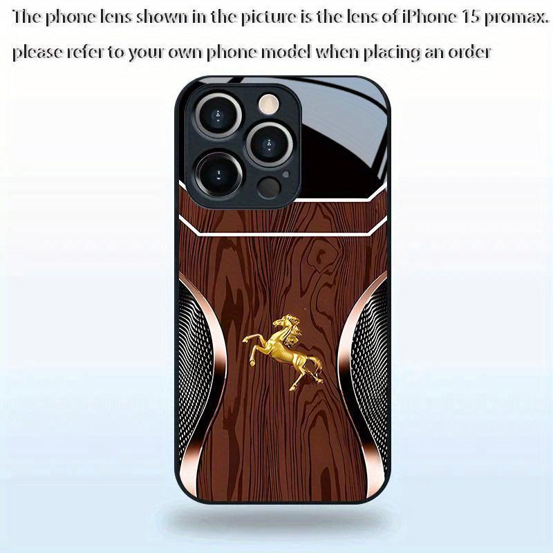 Brown background with golden horse pattern, fashionable and trendy, high-quality texture, good feel, business style, popular design, suitable for iPhone 17 16 15 14 13 12 11 pro max phone cases