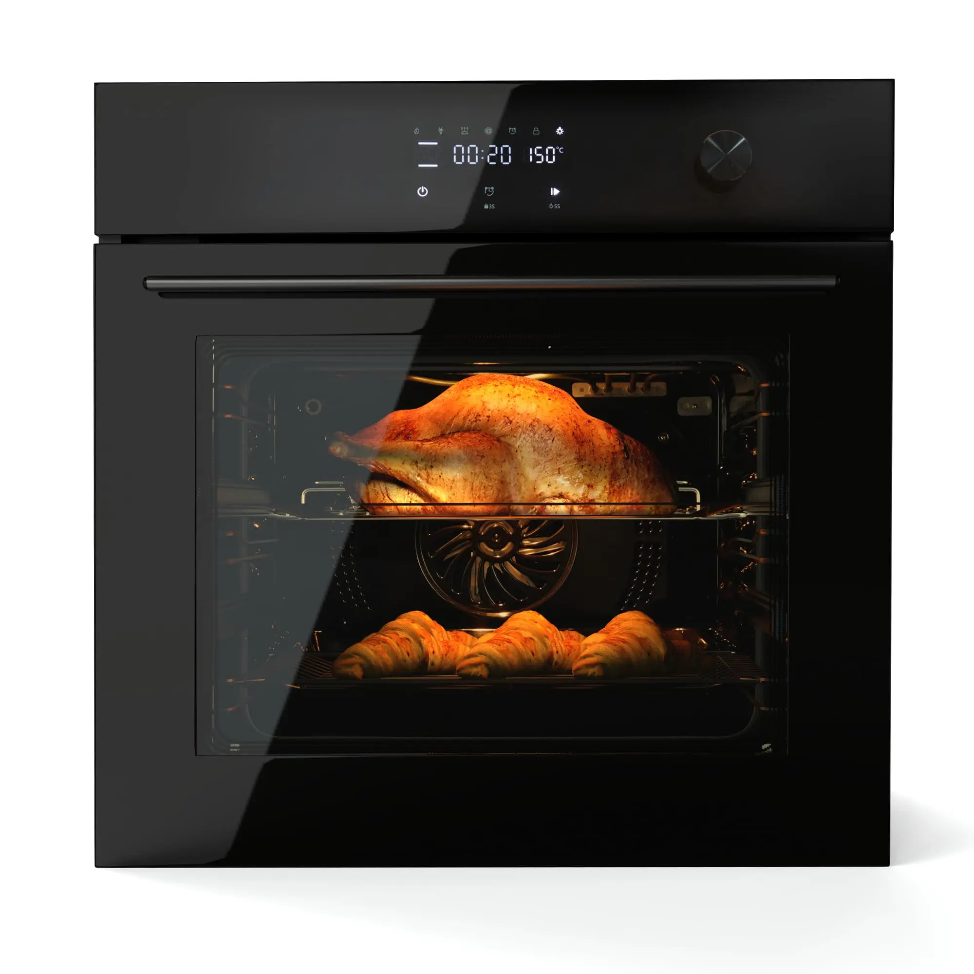 GARVEE 24 Inch Built-in Electric Wall Oven with Steam & Air Fryer, 3000W Convection, 2.5 Cu Ft Compact Oven, Touch Control Digital Display, Stainless Steel, for Apartments, Kitchen Remodel