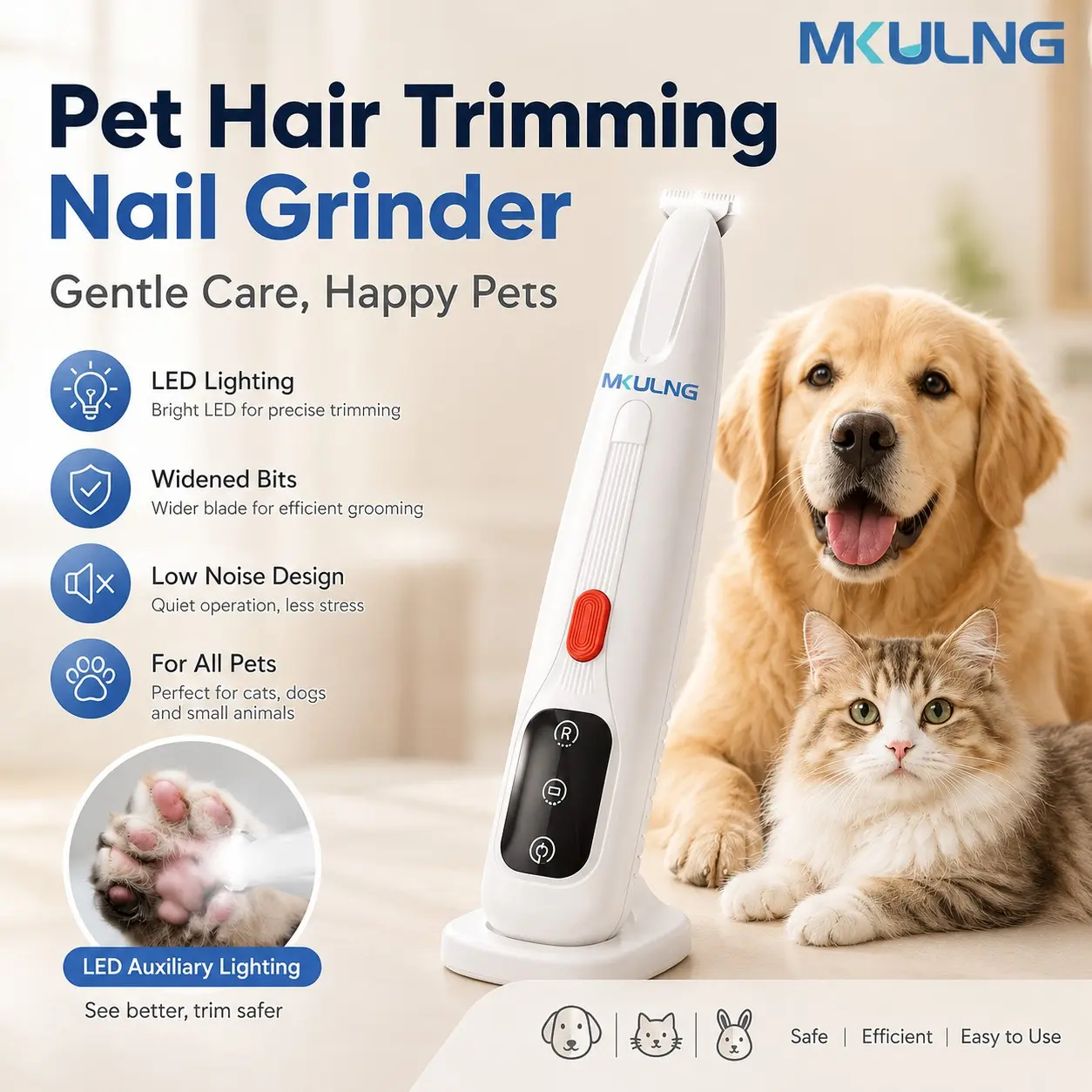 [mkulng] New F5 Enhanced Dog Clippers, Rechargeable Quiet Pet Shaver, No-Pull Grooming, Low Noise Cordless Pet Hair Trimmer for Dogs & Cats