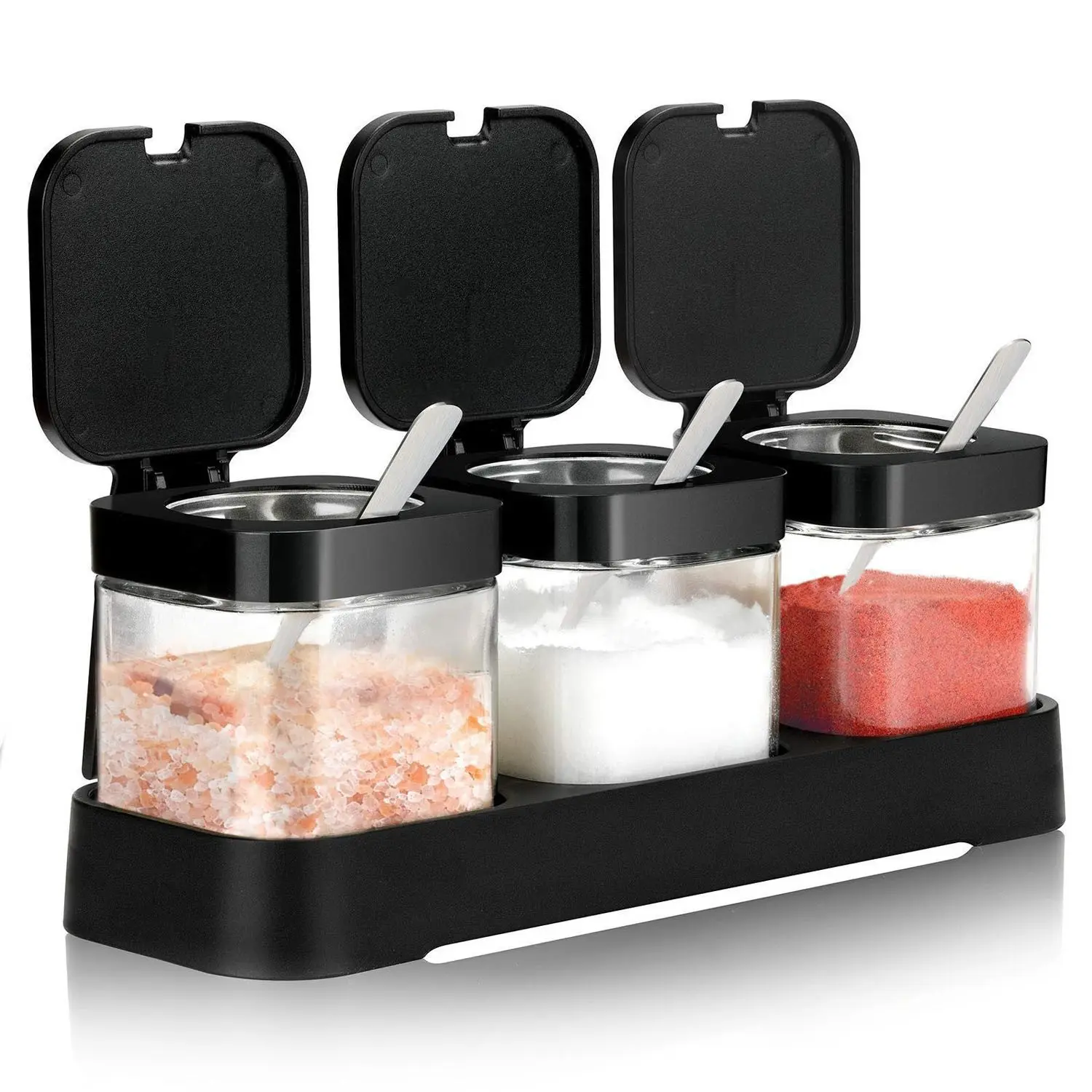 Glass Condiment Bottle Set, Salt Jar for Kitchen, Monosodium Glutamate Seasoning Bottle, Storage Box for Home Use, Durable Design, Kitchen Gadgets