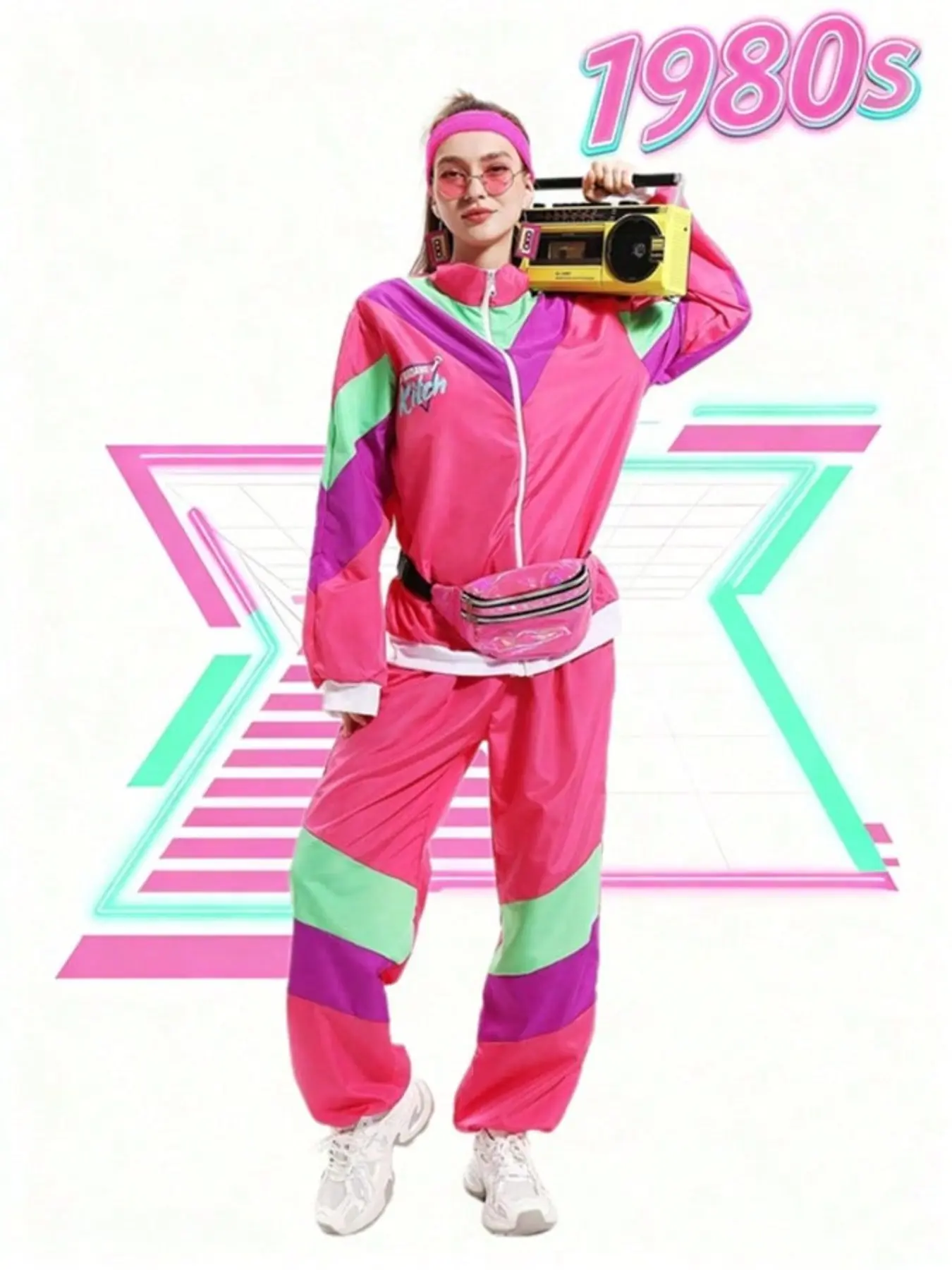 Women's 80s disco suit for Halloween&parties Costume