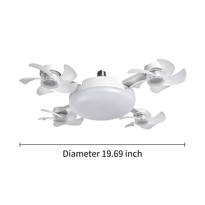 2026 New E26-E27 Socket 4-Blade Silent Cooling Fan with LED Lamp, 19.7-in 2-in-1 Combo, Remote Control, Energy-Saving, Foldable Design, AC Not Required for Home Dorms Bedrooms