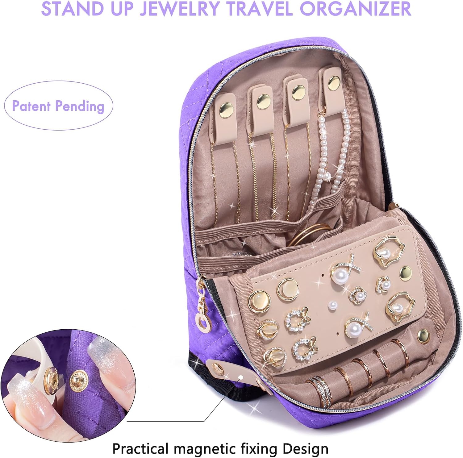 Travel Jewelry Organizer Case, Jewelry Travel Bags for Women, Large Capacity Travel Jewelry Case for Tangle-Free Earrings, Necklaces, Rings Storage, Travel Accessories, Black