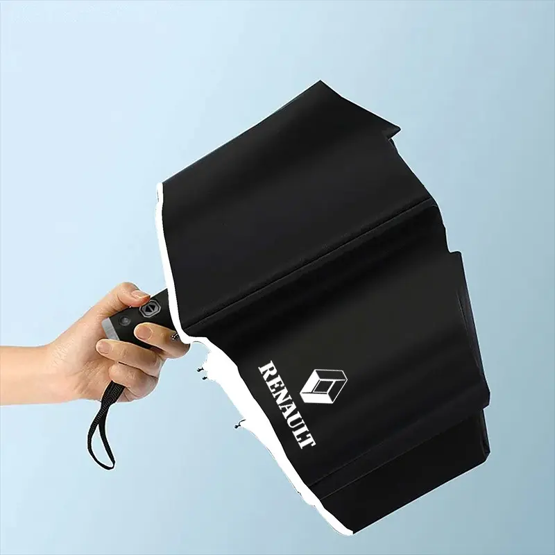 Automatic Reflective Car Umbrella, Three-Color Nylon Waterproof, Stainless Steel Frame, Foldable, Night Light, for Renault Cars