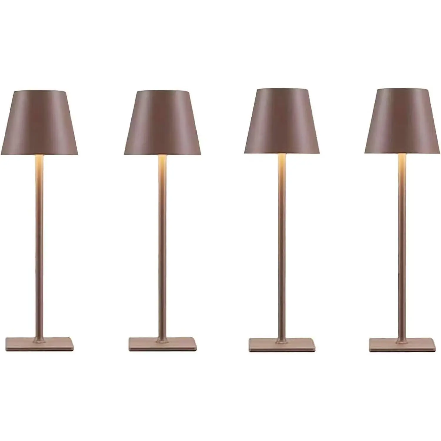 4 Pack Brown Cordless Table Lamps-Wireless Rechargeable Lamps Bulk of 4,Waterproof Outdoor Table Lamp for Patio/Restaurant/Dinner Dining Tabletop Lights/Kitchen,Multiple Battery Operated Lamps