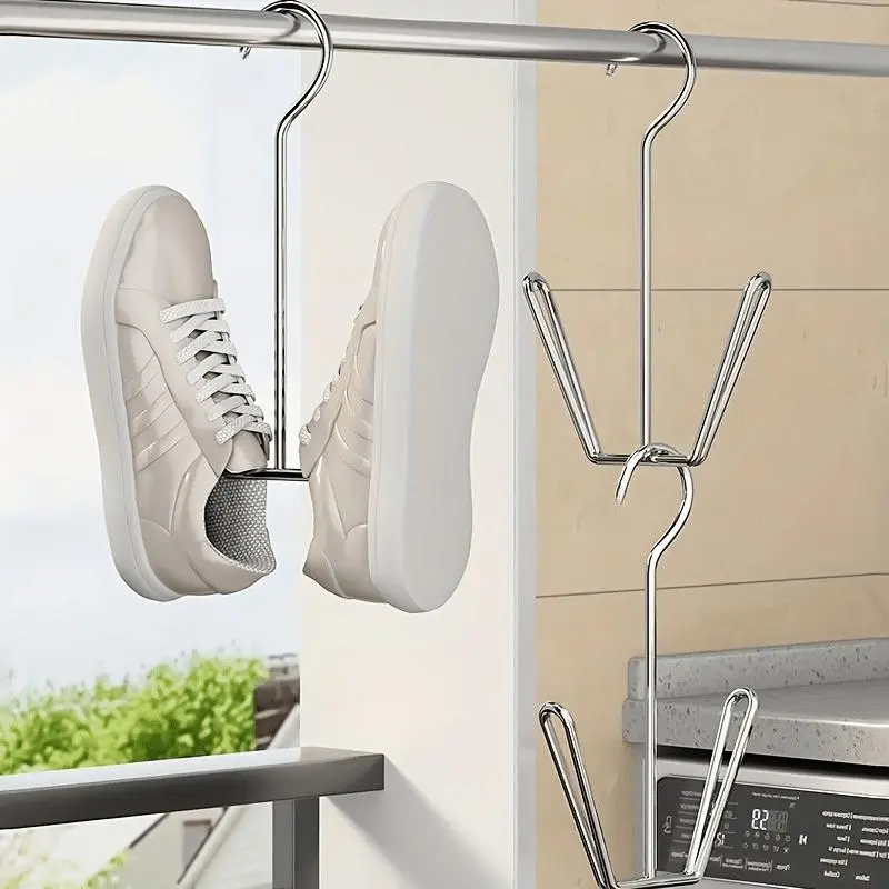 3pcs Stainless Steel Shoe Rack Shoe Rack Shoe Hanger Shoe Dryer Rack Metal Shoe Storage Hook, Drying Racks