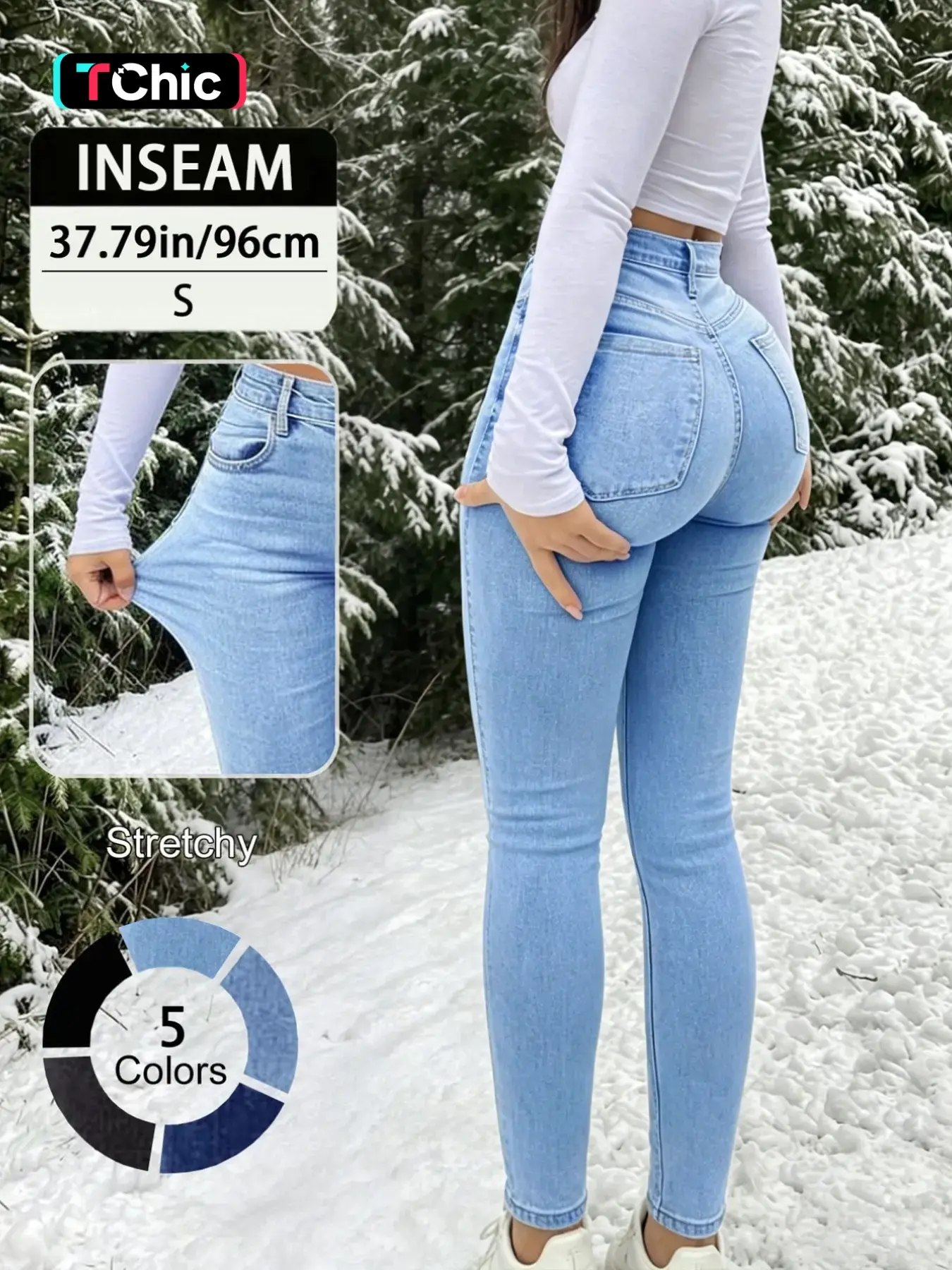 New Elegant Casual Slim-Fitting High Waist Long Pants for Women, Stretchy Button Fly Design, All-Season Plain Surface Trousers