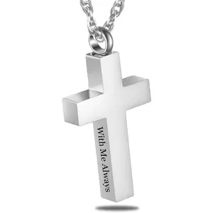 Cremation Cross Necklace for Ashes Cross Urns Locket Pendant Ashes Holder Stainless Steel Memorial Jewelry-With Me AlwaysGift.