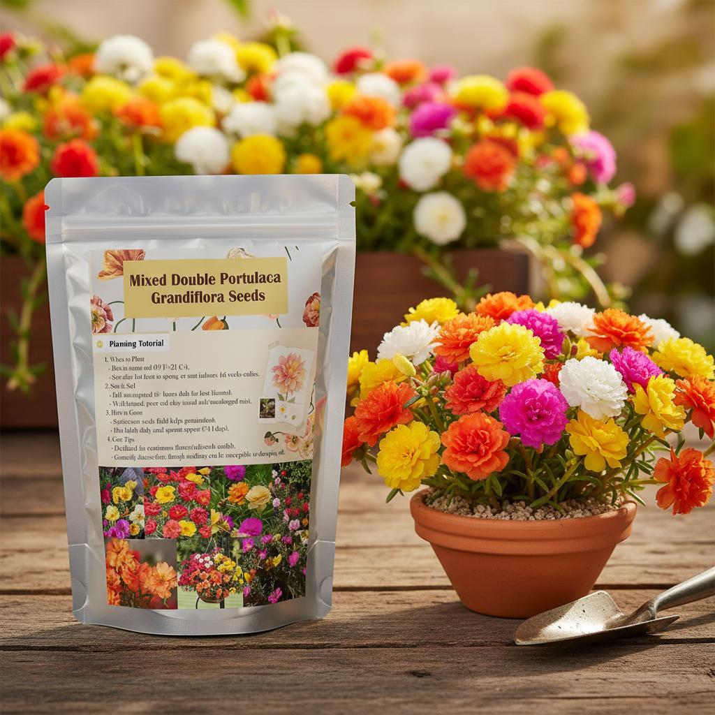 10000 +PCS (Moss Rose) Seeds -Mixed Double Portulaca Grandiflora Seeds Planting Ornaments Perennial Garden Simple to Grow Pots Gifts