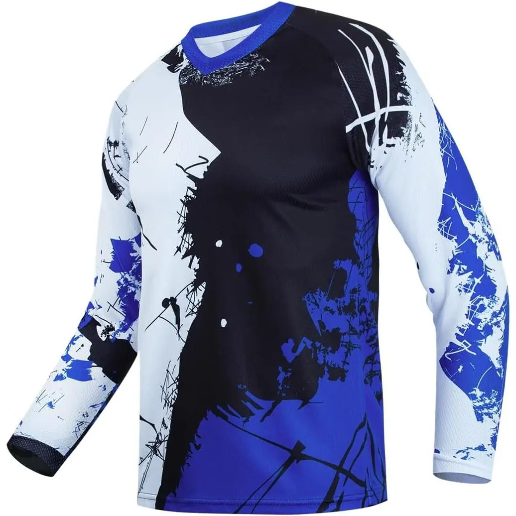 Men's Mountain Bike Jersey Long Sleeve MTB Off-Road Motocross Jersey Quick Dry Downhill&Motocross Shirts