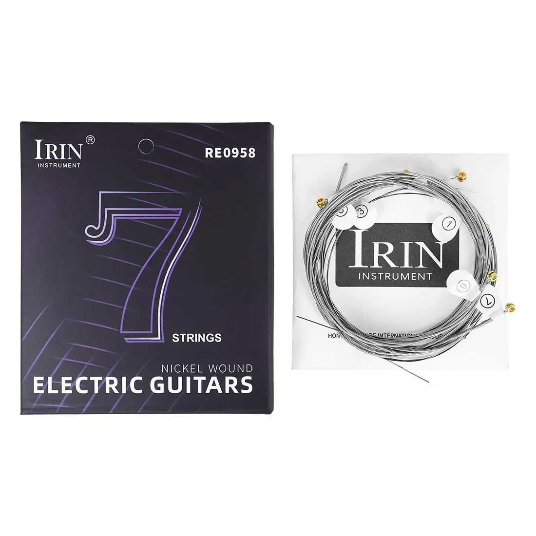 Irin 7-String Electric Guitar Strings,   Nickel Plated, Medium Gauge 9-58, 7-String Set, Pack of 1 Perfect for Rock & Metal Genres