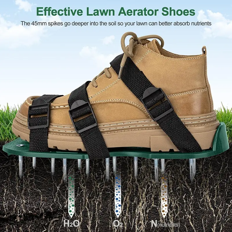 Lawn Aerator Shoes for Grass Maintenance, Spike Aerating Shoes, Durable Adjustable Buckle Straps, Universal Fit for Men and Women, Outdoor Yard Garden Patio Use