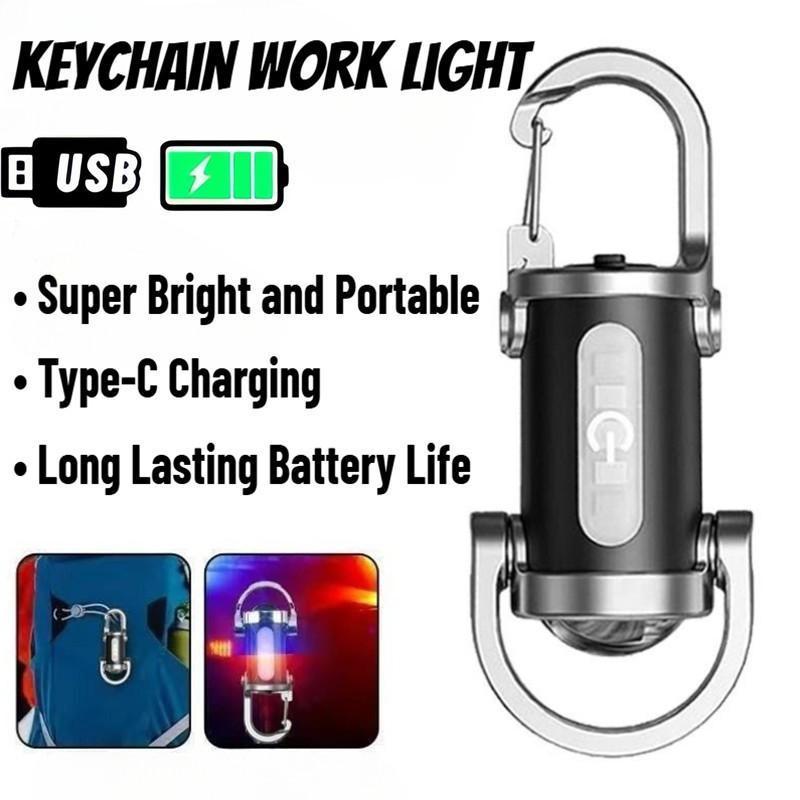 Multifunctional Keychain Flashlight, 1 Count Portable Waterproof Car Keychain Light with COB Side Light, Rechargeable Flashlight with 6 Lighting Modes
