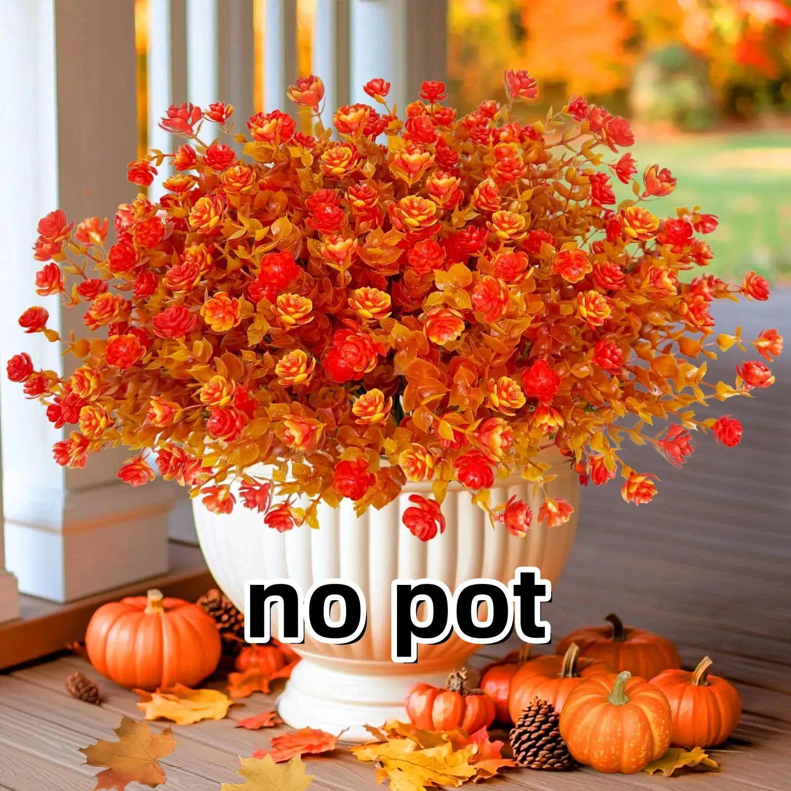 20 Bundles Artificial Fall Flowers, UV Resistant Fake Mums, Outdoor Halloween Thanksgiving Decor, Garden Porch Patio Decor