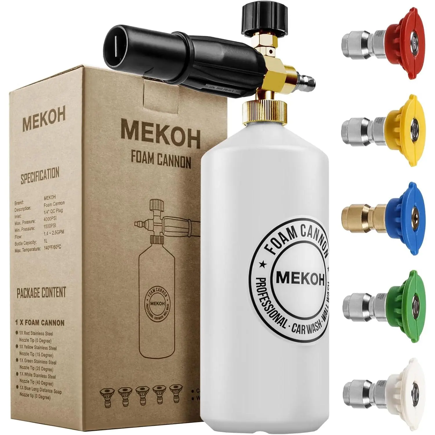 Foam for Pressure Washer, 4000psi Car Wash Foam Gun, 1 Liter Foam Sprayer, Pressure Washer Soap with 1/4" Quick Connector, Snow Soap with 5 Nozzles for Car Detailing