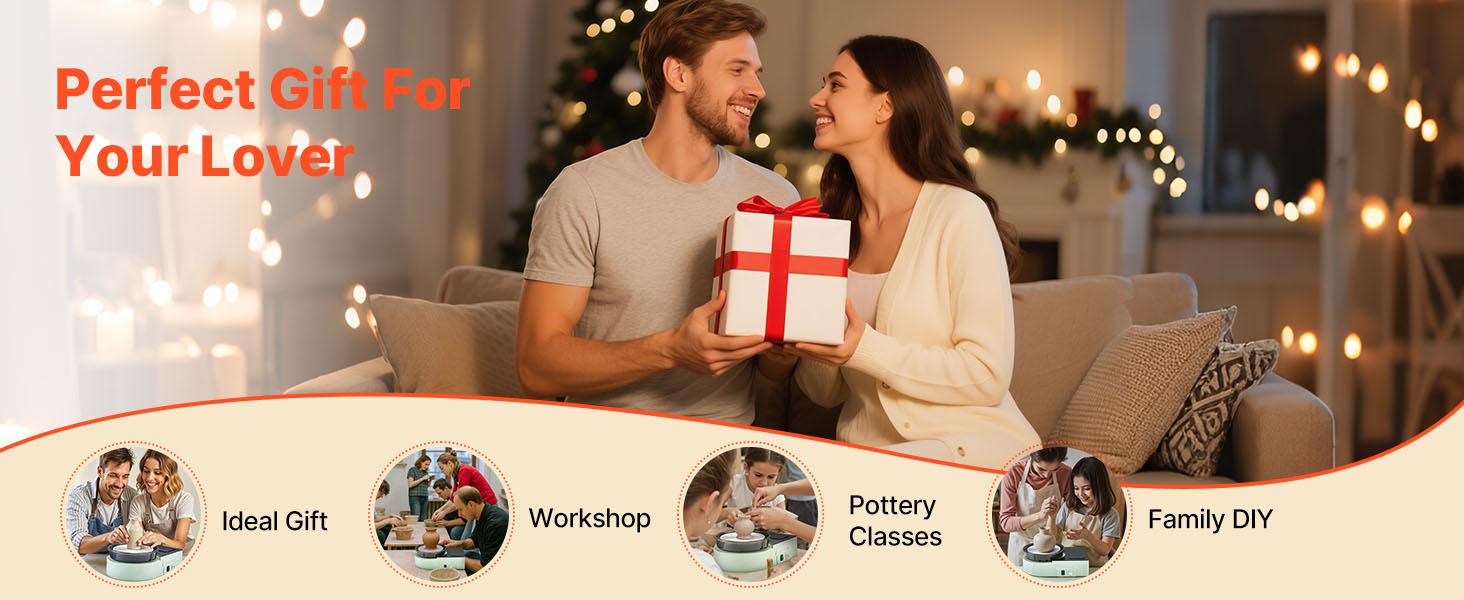 VEVOR Pottery Wheel for Kids and Adults - Complete Pottery Kit with 6" Turntable Clay Art Supplies Sculpting Tools, Mini Clay Making Pottery Wheel with Storage Design, Crafts Christmas Gifts, Green