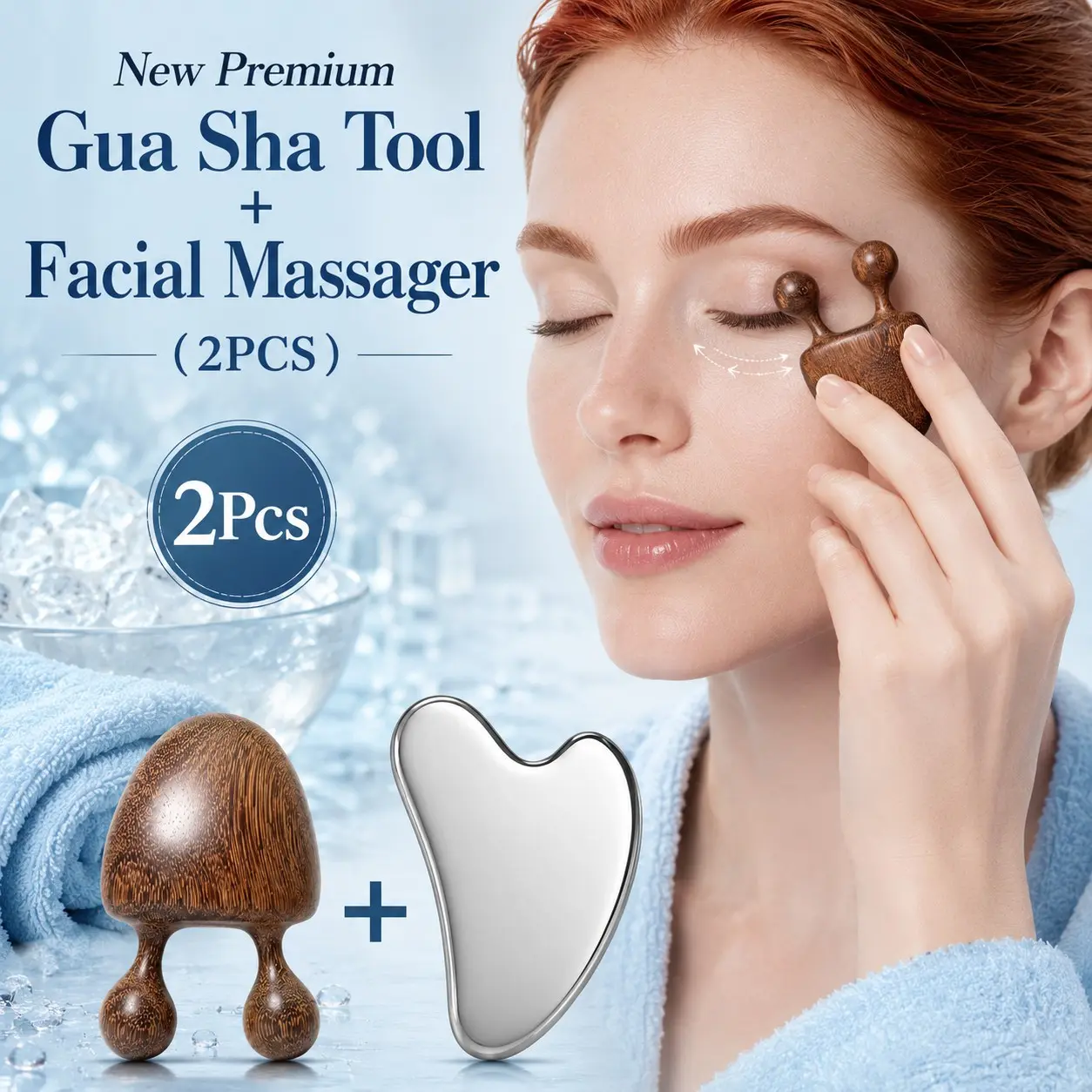 Natural Reclaimed Wood Facial Gua Sha Tool, Face Lifting Acupressure Massage, Reduces Swelling and Dark Circles, Portable Skincare Tool