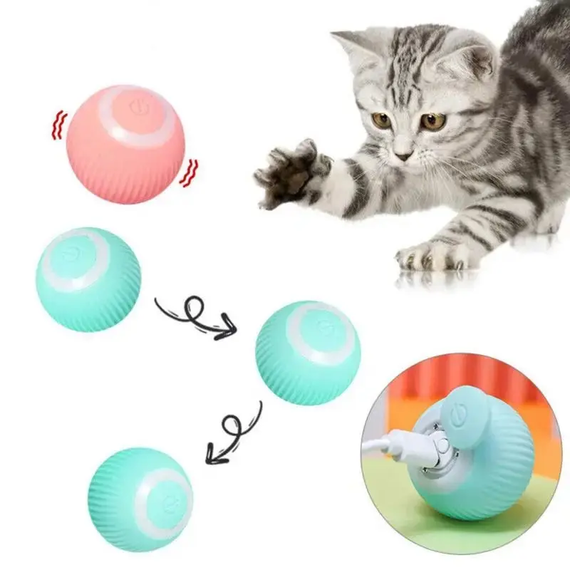 Smart Electric Cat Ball Toy - Automatic Interactive Moving Dog Toys for Indoor Bored Pets, Durable Rechargeable Motion Activated Chase Toy with Bell & Suction Cup