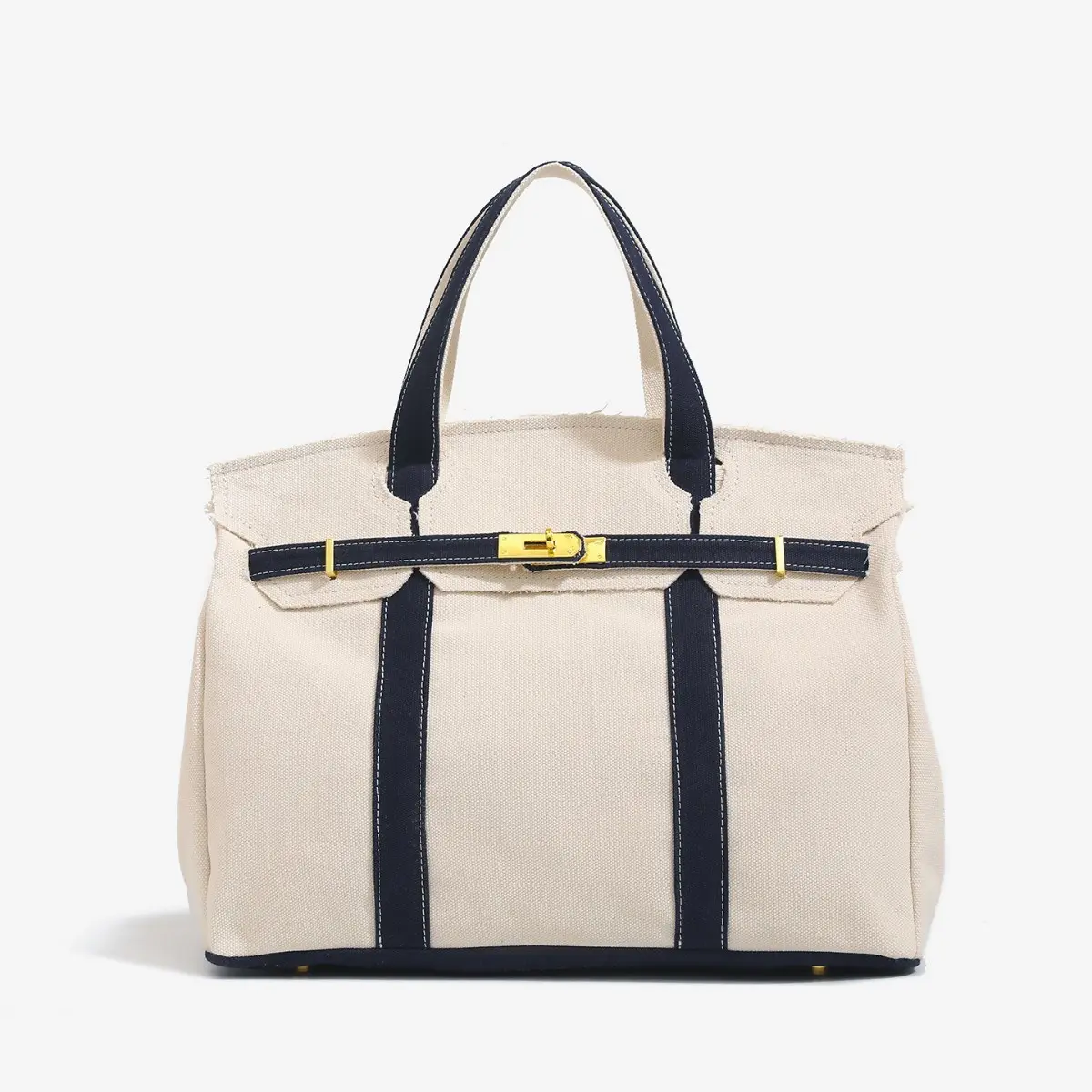 Women Canvas Tote Bag, Large Capacity Top Handle Handbag, Casual Commuter Shoulder Bag with Metal Hardware for Work Shopping Daily Travel