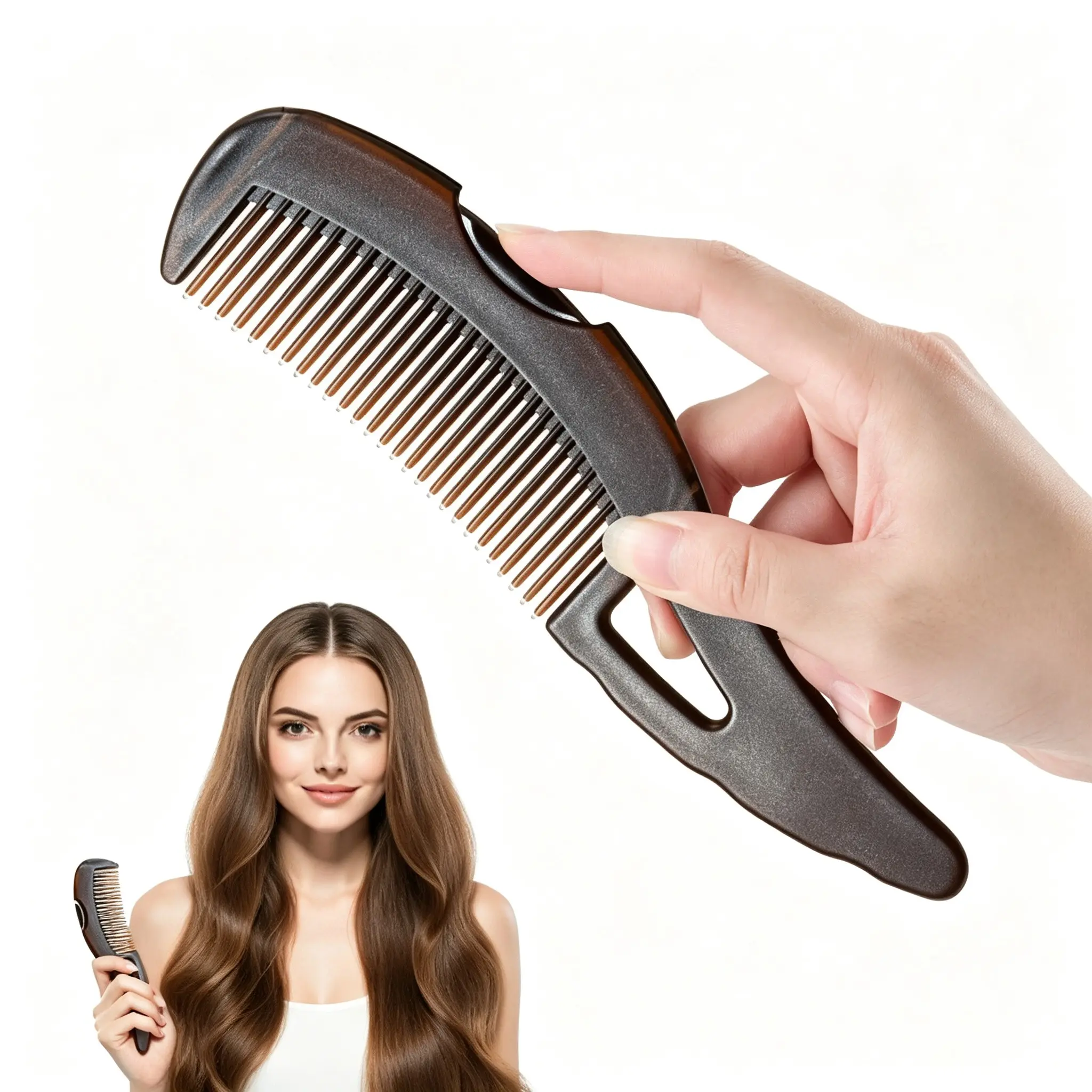 Dandruff Comb Removal  Hollow Fine Tooth Scalp Detox Hair Care Tool | Build Up Flake Lice Comb, Self Cleaning, Button Release, Scalp Massage Handle, Women Men, Unisex Design.