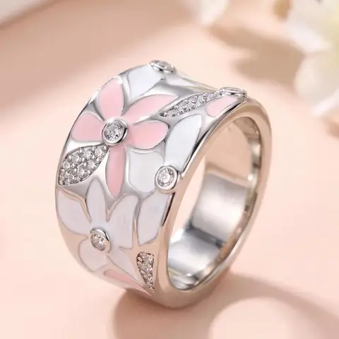 Mother's Day Gift Flower Pattern Rhinestone Decorated Wedding Rings, Beautiful Rings, Perfect As Gift, Glittering Ring Women's Wedding Jewelry Gift, Classic Jewelry Accessories for Daily