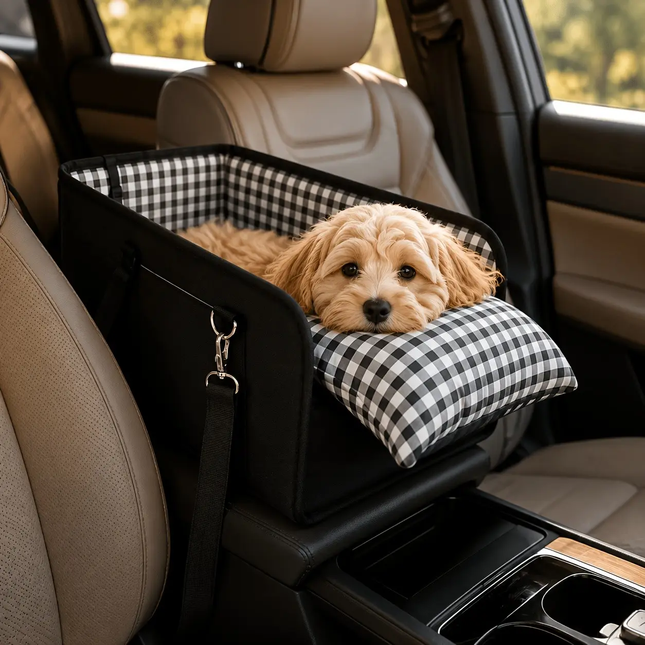 Foldable Pet Seat for Cars, Safety Belt Secure, Non-Slip, Portable Booster Seat with Soft Pad, Fits Small Dogs Under 5kg, Suv & Car Compatible