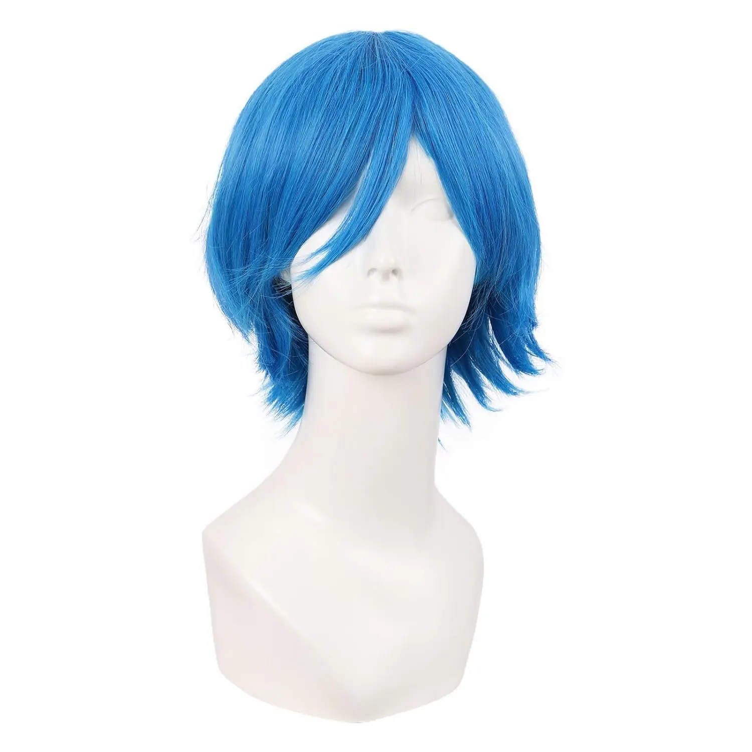 12 Inch Men Short Straight  Costume Wig, Light Blue | Side Bangs, 30 cm Wig