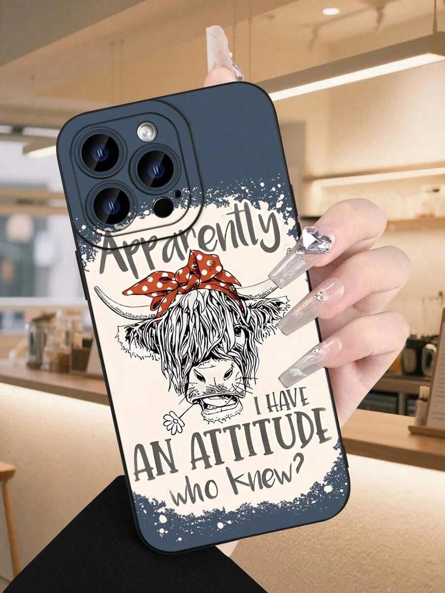 Highland - Cow Printed 2D Pattern Popular Creative Black Matte Feel Full Protection Dustproof And Waterproof Soft Shell, Suitable For IPhone17/IPhone17 Air/IPhone17 Pro/IPhone17 Pro Max/16 Pro Max/15 Pro Max/14 Pro Max/13 Pro Max/12 Pro Max/11 Pro Max