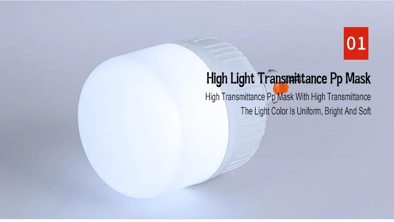 Camping Light USB Rechargeable LED Emergency Lamp Outdoor Portable Lanterns with Hook for BBQ Tents Battery Bulb