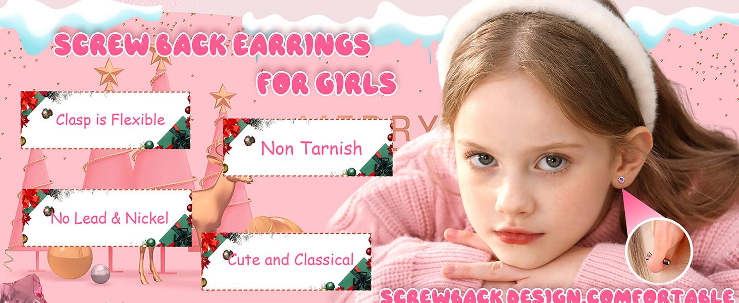 MILACOLATO Hypoallergenic Earrings for Girls Women Surgical Stainlee Steel Earrings for Sensitive Ears Screw Back Earrings Set Cute Hoop Earrings for Girls Kids Earrings Toddler Earrings Jewelry for Teen Girls