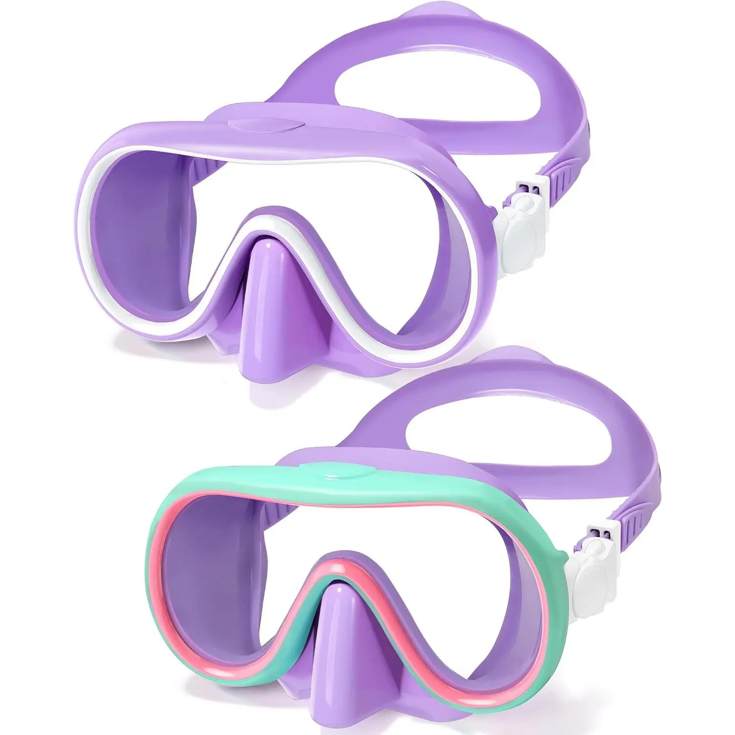 2 Pack Swim Goggles with Nose Cover, Goggles for  6-14 Girls Boys Youth, Wide-Frame Swimming Goggles
