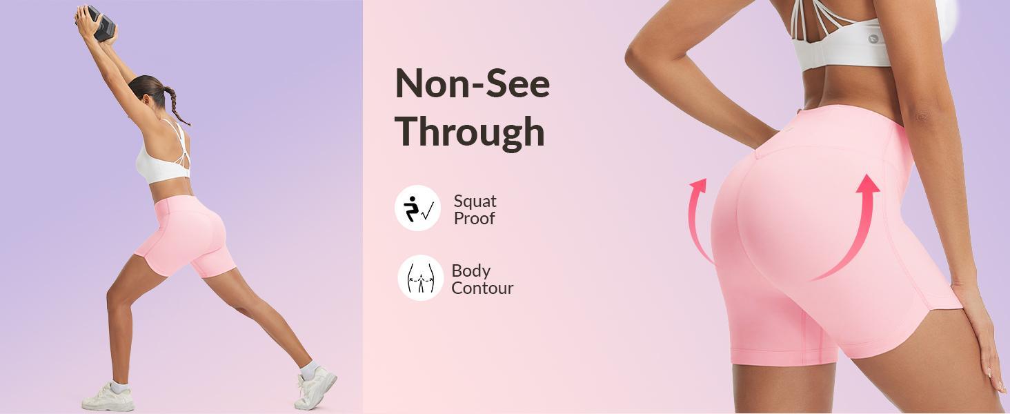 Baleaf Womens 5 Inch Biker Shorts High Waisted Tummy Control Workout Spandex Shorts V Back Yoga Athletic Bottoms with Pocket for Gym Running