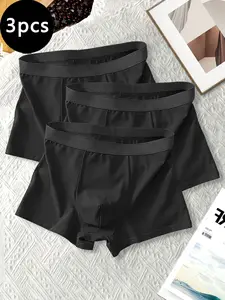 Men's Briefs Set, Ultra Soft Breathable Solid Color, Anti-Roll Hem Comfortable Shorts, 3/5/8 Pcs Pack, Daily Wear Underwear