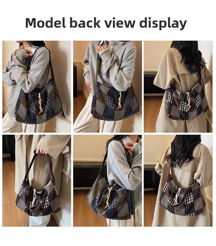 New Winter Plaid Crossbody Bag Fashion Retro Texture Square Shoulder Bag Lightweight Casual Leisure Large Capacty Coach Bag