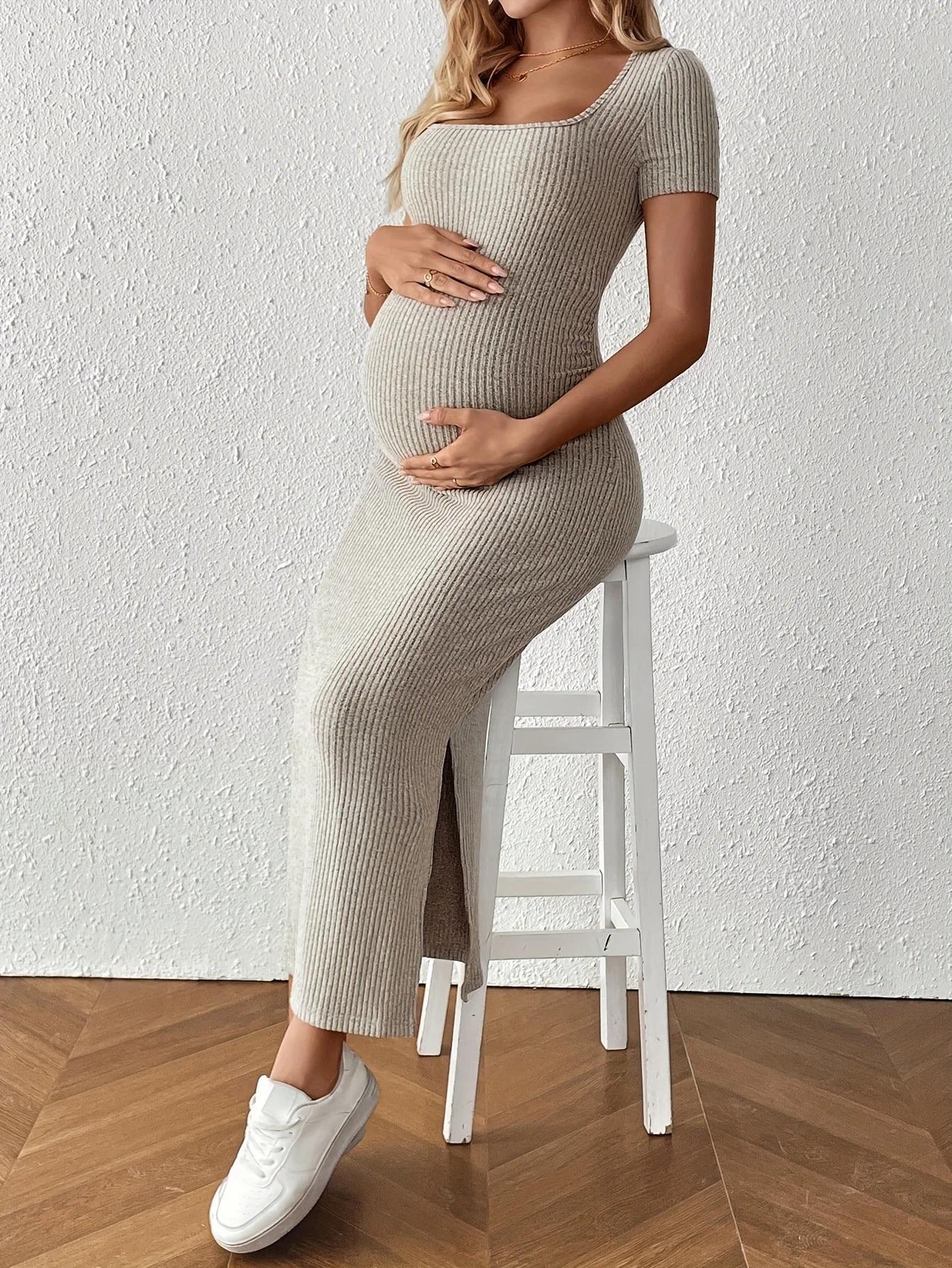 Summer casual dress for pregnant women, versatile and comfortable short-sleeve hip-hugging dress