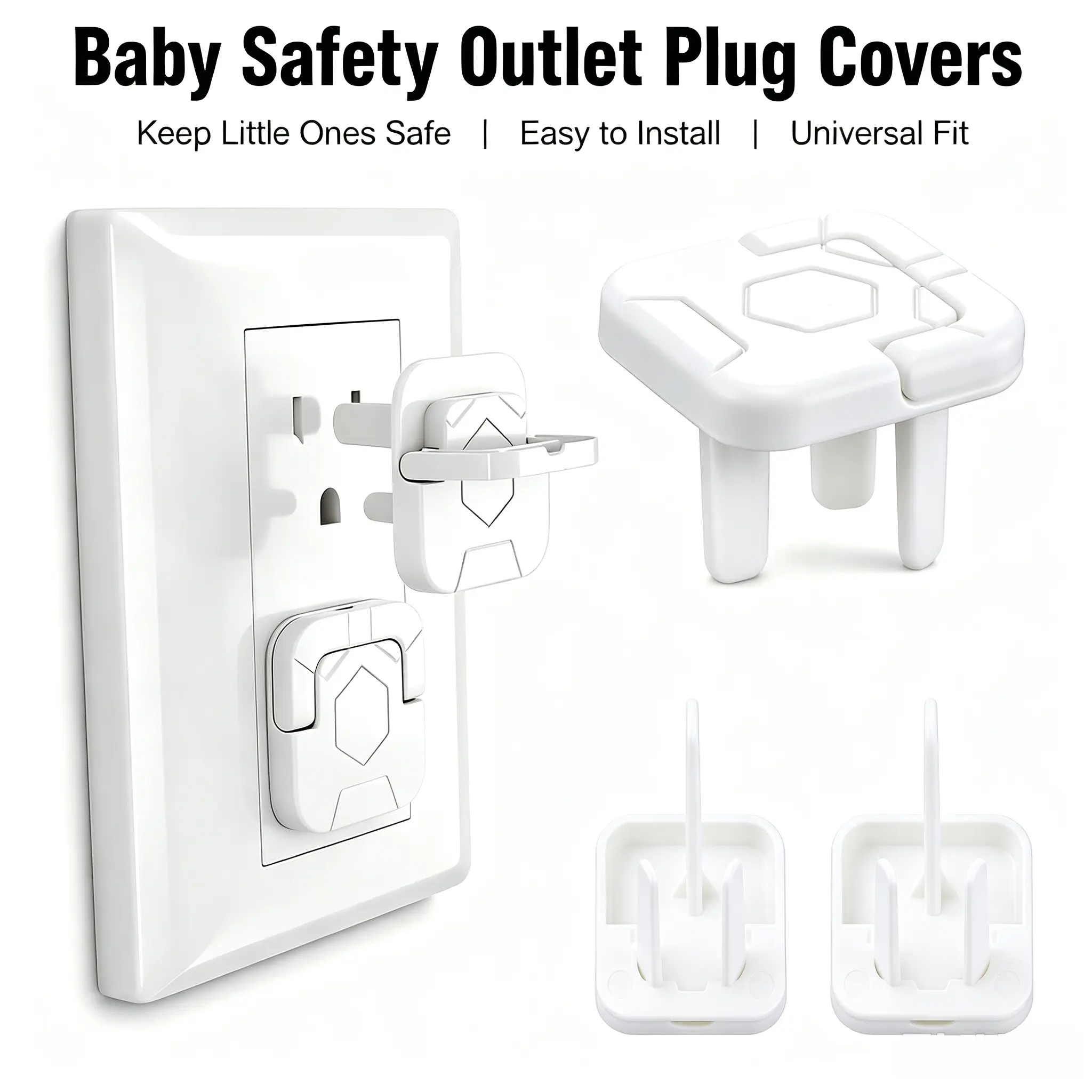 Baby Proof Plug Covers, 10-Pack ABS Plastic White Opaque Hidden Handle Child Safety Outlet Covers for Toddlers - YY1